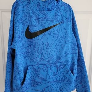 Nike Boys Blue Swoosh Logo Hooded Sweatshirt - Size Small
